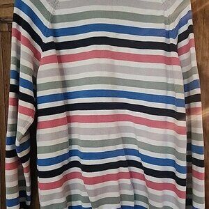 Cotton Traders Crew Striped Cotton Long Sleeve Sweater Size Extra Large